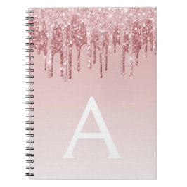 Rose Gold Pink Glitzer Sparkeller Monogram Noteboo Notizblock