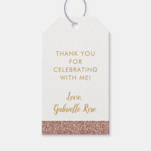Rose Gold Pink Glitzer Streifen Gastgeschenk Geschenkanhänger