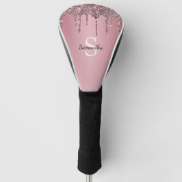 Rose Gold Pink Glitzer Tropfen Sparkle Monogramm N Golf Headcover