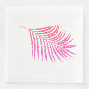 Rose Gold Pink Glitzer Tropical Palm Leaf Bridal Serviette