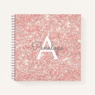 Rose Gold Pink Glitzer und Monogram Sketchbook Notizbuch