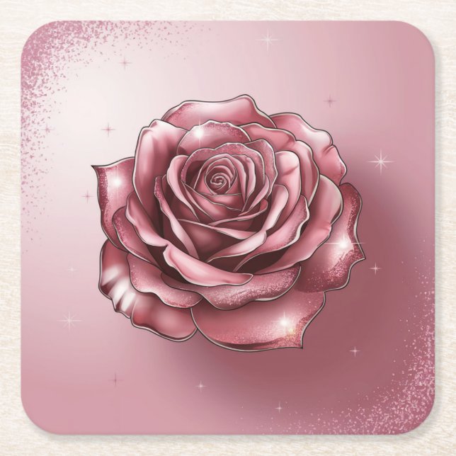 Rose Gold Pink Glitzer Untersetzer (Vorderseite)