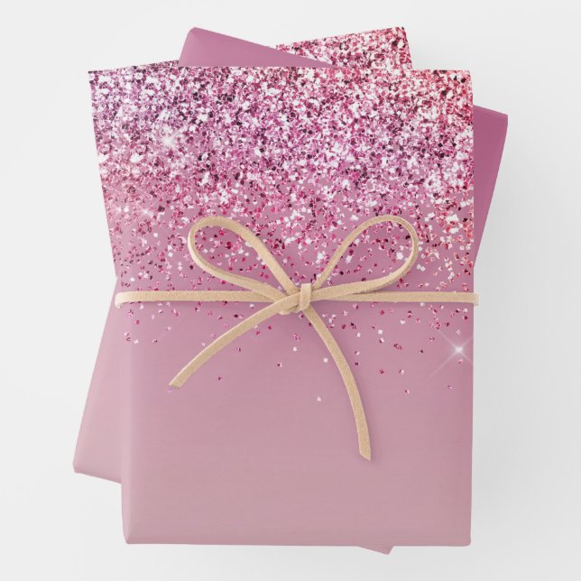 Rose Gold Pink Gold Glitzer Sparkone Geschenkpapier Set (Beispiel)