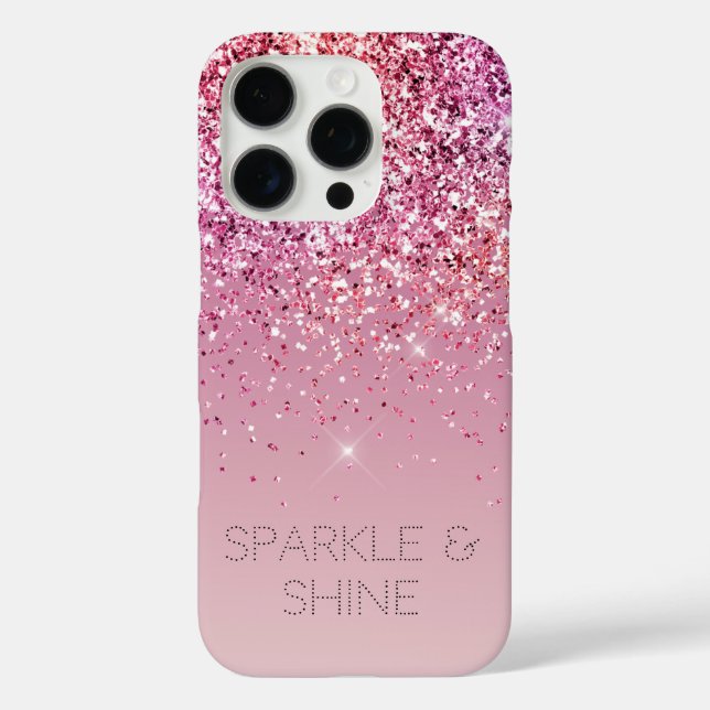 Rose Gold Pink Gold Glitzer Sparkone iPhone 16 Pro Hülle (Rückseite)
