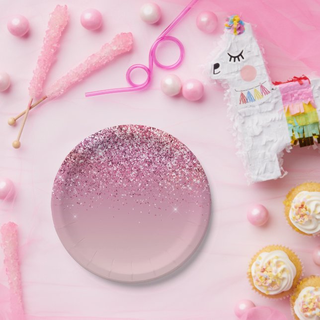 Rose Gold Pink Gold Glitzer Sparkone Pappteller (Party)