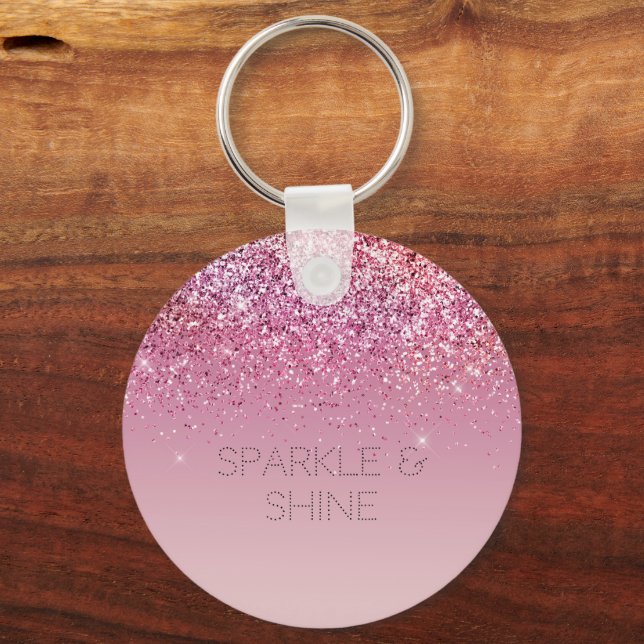 Rose Gold Pink Gold Glitzer Sparkone Schlüsselanhänger (Vorderseite)