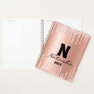 Rose Gold Pink Imitate Glitzer Individuelle Name J Planer