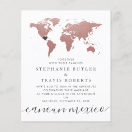 Rose Gold Pink Karte Hochzeit in Urlaubsort