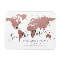 Rose Gold Pink Karte Reisen Hochzeit speichern Sie
