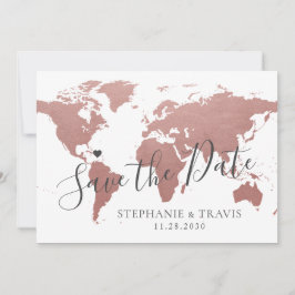 Rose Gold Pink Karte Zielort Hochzeitsreise Bild