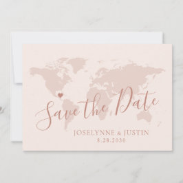 Rose Gold Pink Karte Zielort Hochzeitsreise Bild
