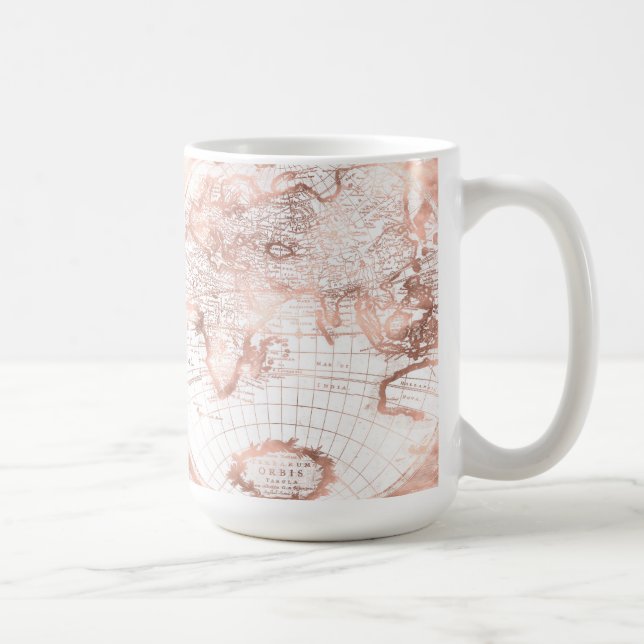 Rose Gold Pink Metal Glitzer Antiquitätenkarte Kaffeetasse (Rechts)