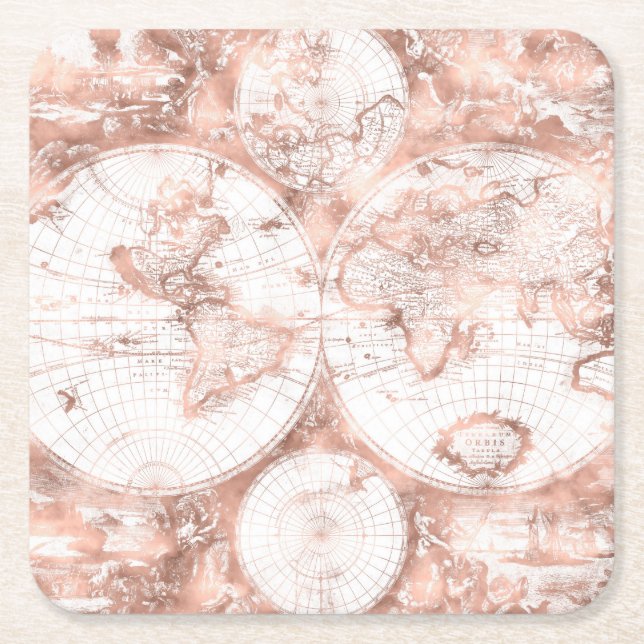Rose Gold Pink Metal Glitzer Antiquitätenkarte Rechteckiger Pappuntersetzer (Vorderseite)
