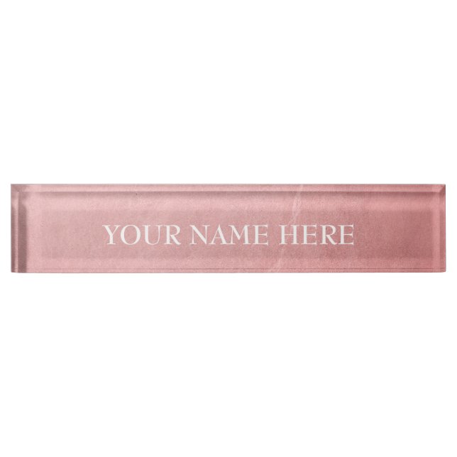 Rose Gold Pink Moderne Moderne Minimal Chic Namensplakette (Vorderseite)