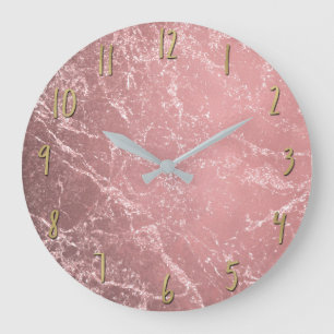 Rose Gold Pink Moderne Trendige Glam Marmor Chic Große Wanduhr