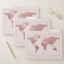 Rose Gold Pink Moderne Weltkarte