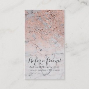 Rose Gold Pink Modernes Marmorglas Freundschaftswe Empfehlungskarte
