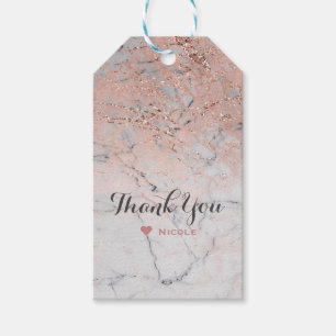 Rose Gold Pink Modernes Marmorglas Glam Chic Gastg Geschenkanhänger