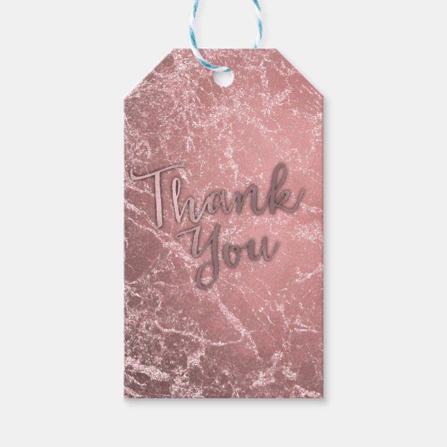 Rose Gold Pink Modernes, trendiges Glam Marmorchic Geschenkanhänger (Vorderseite)