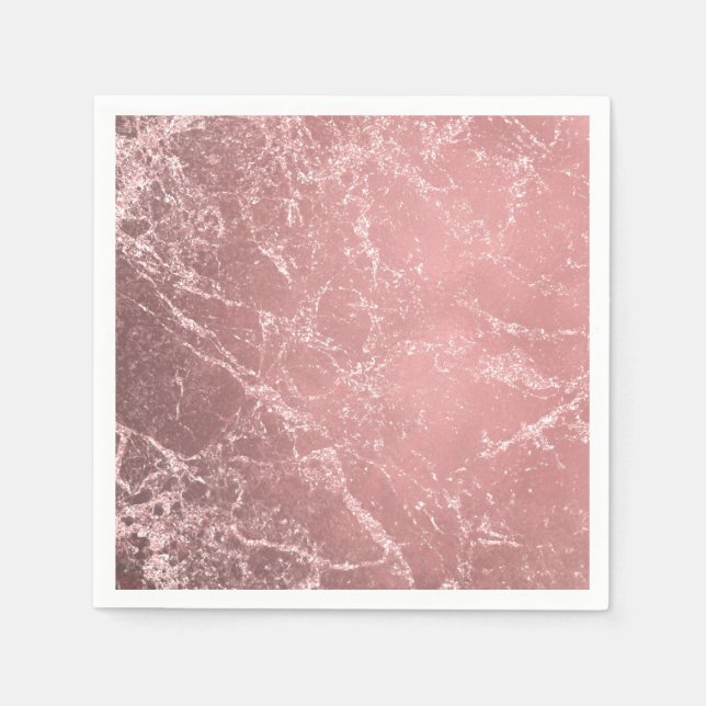 Rose Gold Pink Modernes, trendiges Glam Marmorchic Serviette (Vorderseite)