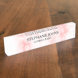 Rose Gold Pink Monogramm Name Modernes Marmormuste Namensplakette