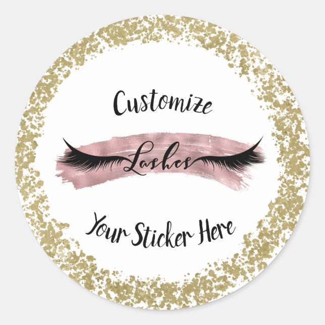 Rose Gold Pink Paint Stroke Glam Makeup Runder Aufkleber (Vorderseite)