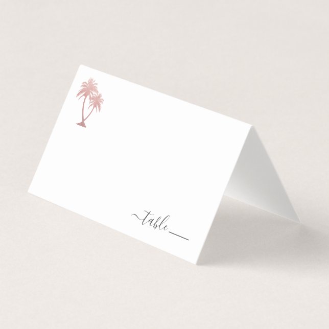 Rose Gold Pink Palm Tree Platzkarte Spendengedicht Visitenkarten (Vorderseite)