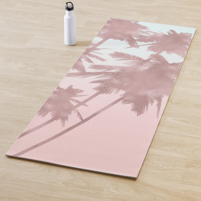 Rose Gold Pink Palms Beach Ombre Palmen Chic Yogamatte (Beispiel)