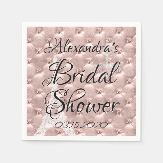 Rose Gold Pink Paris Frankreich Brautparty Serviette (Vorderseite)