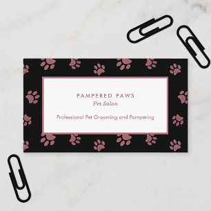 Rose Gold Pink Paw Prinz Schwarzer Pet Salon Visitenkarte