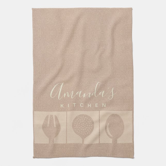 ROSE GOLD PINK SHIMMER SPOON FORK SKIMMER KOCH KÜCHENTUCH (Vertikal)