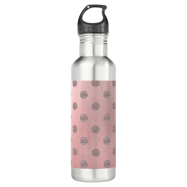 Rose Gold Pink Shine Glam Polka Dots Modern Chic Trinkflasche (Vorderseite)