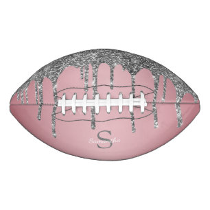Rose Gold Pink Silber Glitzer Tropfen Monogramm Na Football