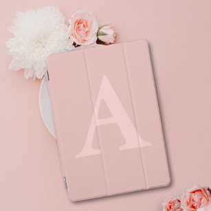 Rose Gold Pink Simple Monogram iPad Cover
