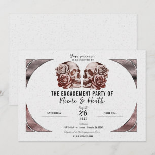 Rose Gold Pink Skull Vintag Glam Engagement Partei Einladung