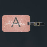 Rose Gold Pink Sparkle Glitzer Monogram Name Gepäckanhänger<br><div class="desc">Blush Pink Rose Gold und Charcoal Gray (Grau) Sparkle Glitzer Monogram Name und Initial Luggage Tag. Diese Taschenmarke ist ideal für Zurück in die Schule, Arbeit oder Reisen. Das weich rosa Gepäckstück ist auch ein hervorragendes Gastgeschenk für Hochzeiten, Geburtstage, Brautpartys, Flitterwochen oder einen Junggeselinnen-Abschied. Bitte kontaktieren Sie den Designer, um...</div>