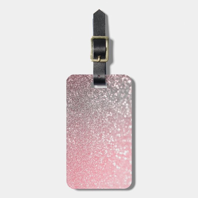 Rose Gold Pink Sparkle Luxus Trendy Glitzer Gepäckanhänger (Vorderseite vertikal)