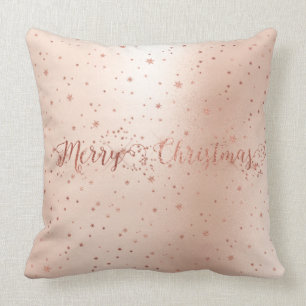 Rose Gold Pink Stars Metallische Seide Frohe Weihn Kissen