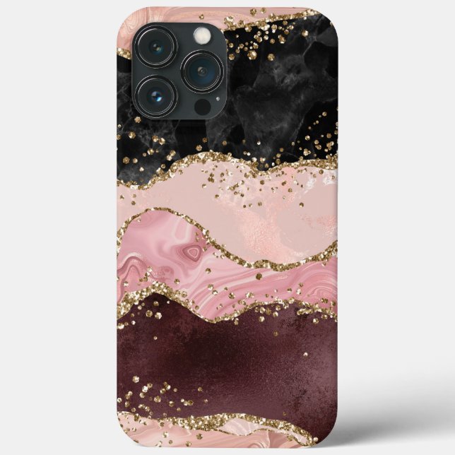 Rose Gold Pink Strata Glitzer Glam Case-Mate iPhone Hülle (Rückseite)