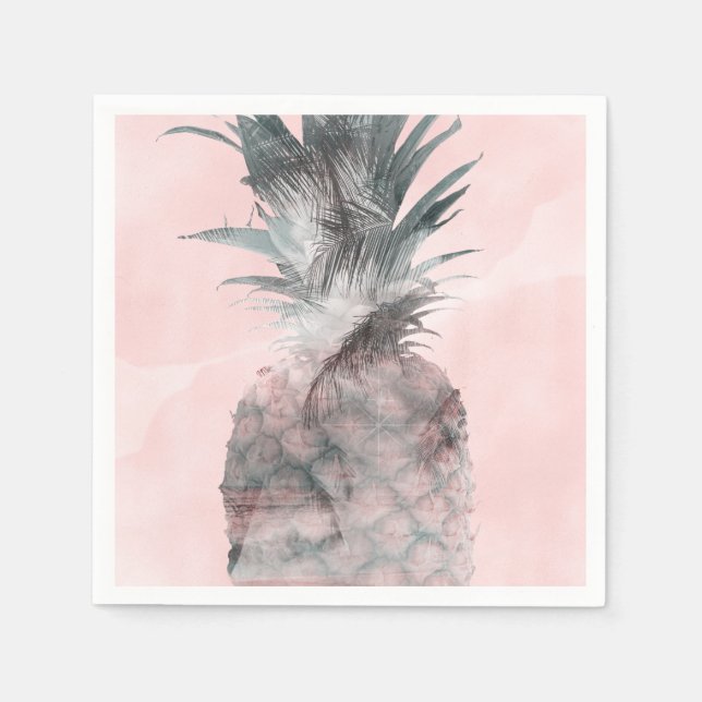 Rose Gold Pink Tropical Summer Ananas Party Serviette (Vorderseite)