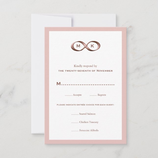 Rose Gold Pink Unendlichkeit Handklassage Hochzeit RSVP Karte (Vorderseite)