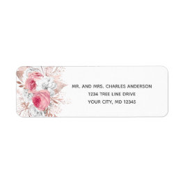 Rose Gold Pink Weiße Flora Trendy Rücksendeadresse