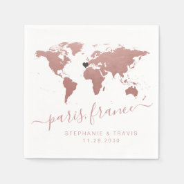 Rose Gold Pink Weltkarte Thema Serviette