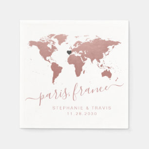Rose Gold Pink Weltkarte Thema Serviette