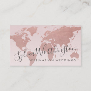Rose Gold Pink Weltkarte Visitenkarte