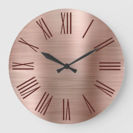 Rose Gold Pinsel Burgund römische Zahlen Große Wanduhr