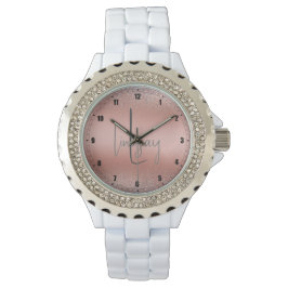 Rose Gold Pinsel Glitzer Monogram | Armbanduhr