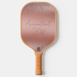 Rose Gold Pinsel Glitzer Monogram | Pickleball Schläger