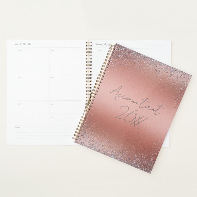 Rose Gold Pinsel Glitzer Monogram | Planer (Anzeige)