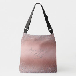 Rose Gold Pinsel Glitzer Monogram | Tragetaschen Mit Langen Trägern